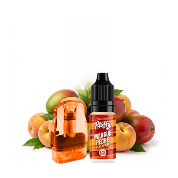 Cartouche Pluffy Mangue Peche 10ml 18mg Liquideo