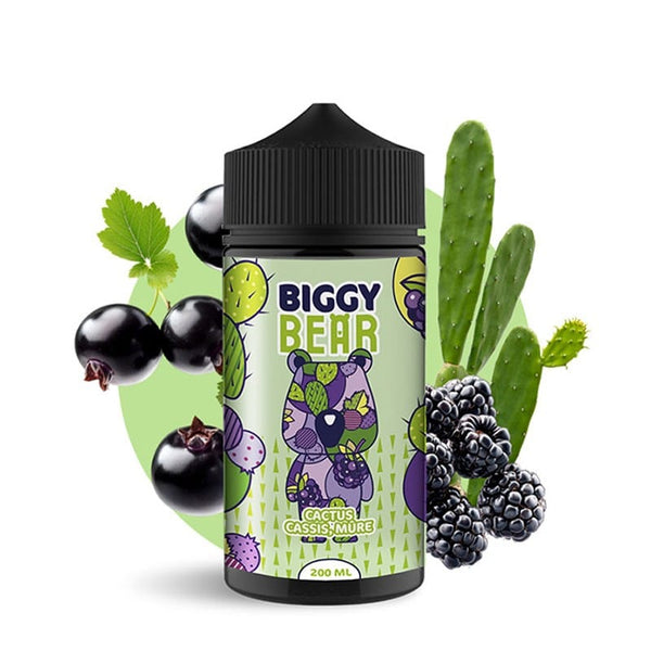 Biggy Bear 200ml e-liquid bottle featuring cactus, blackcurrant, and blackberry flavors, ideal for vaping enthusiasts.