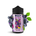 Biggy Bear 200ml e-liquid bottle with blackberry and blackcurrant flavors, vibrant design.