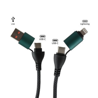Câble universel 4 en 1 1.25m WYN Access – USB-C et USB-A vers USB-C et Lightning