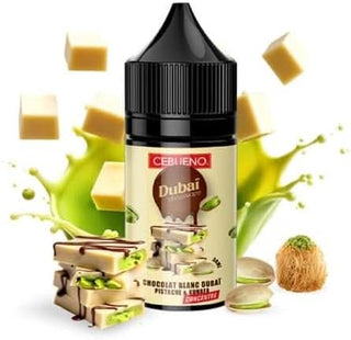 Cebueno E-Liquides par marques Dubaï Chocovape White 30ml: Chocolat Blanc, Kunafa et Pistache Cebueno El Mordjvape