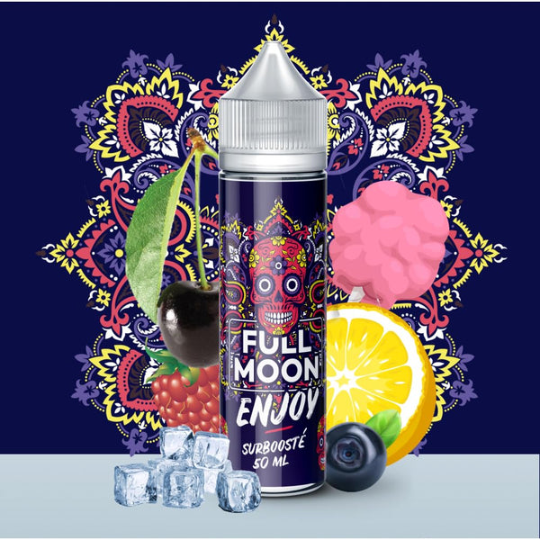FULL MOON E-Liquides par marques Enjoy: Citron, Cassis, Fraise, Cerise et Barbe à Papa. Eliquides Full Moon 50 ml