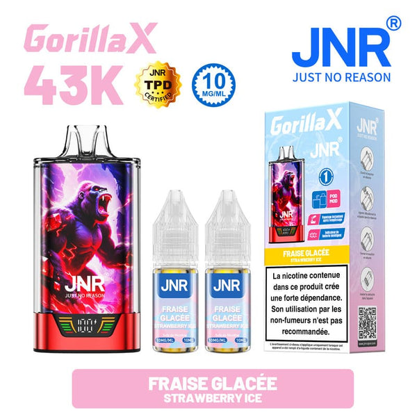 Gorilla X 43K JNR – Kit Puff Rechargeable 15ml + 2 Flacons 10ml 10mg - JNR | PauseClopes