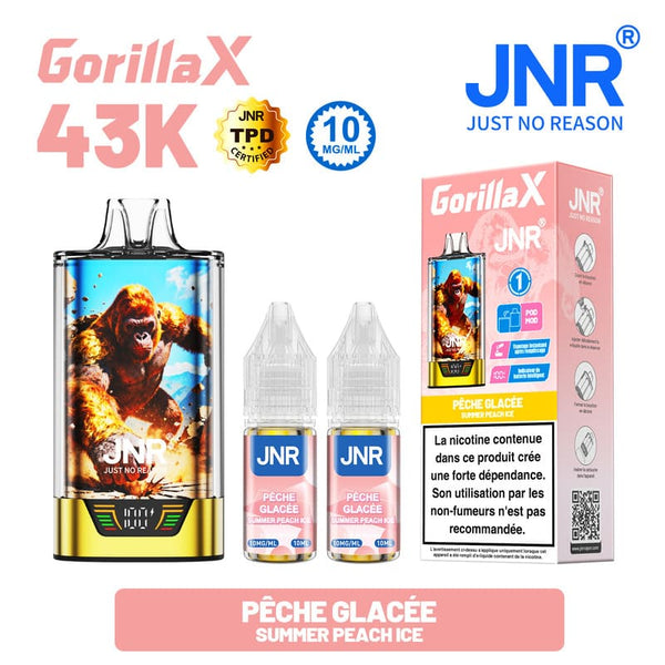 Gorilla X 43K JNR – Kit Puff Rechargeable 15ml + 2 Flacons 10ml 10mg - JNR | PauseClopes