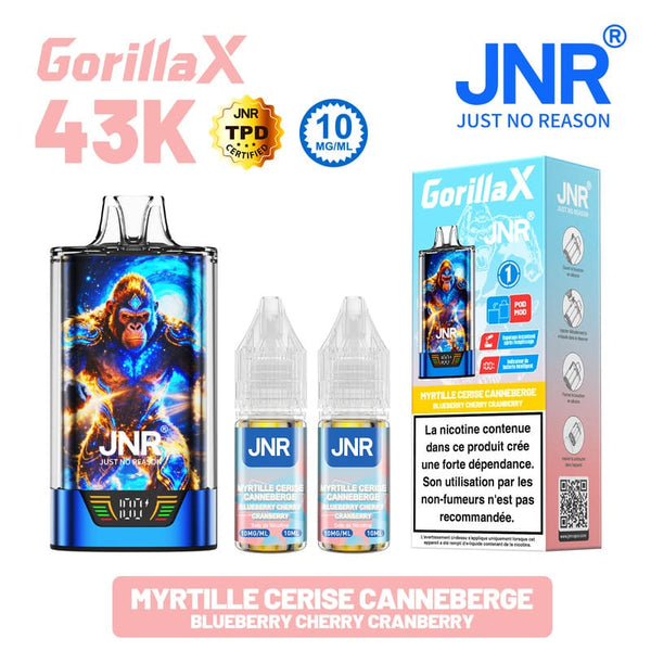 Gorilla X 43K JNR – Kit Puff Rechargeable 15ml + 2 Flacons 10ml 10mg - JNR | PauseClopes