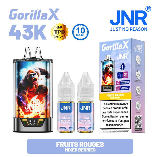 Gorilla X 43K JNR – Kit Puff Rechargeable 15ml + 2 Flacons 10ml 10mg - JNR | PauseClopes