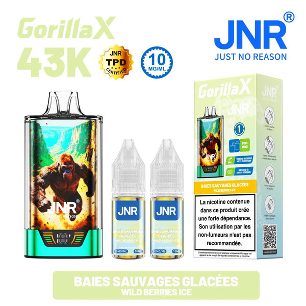 Gorilla X 43K JNR – Kit Puff Rechargeable 15ml + 2 Flacons 10ml 10mg - JNR | PauseClopes