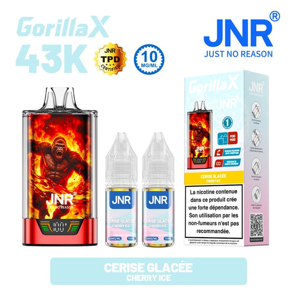Gorilla X 43K JNR – Kit Puff Rechargeable 15ml + 2 Flacons 10ml 10mg - JNR | PauseClopes