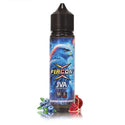 Flacon X JVA 50ml e-liquide avec saveurs de bleuet et grenade, design coloré et captivant.