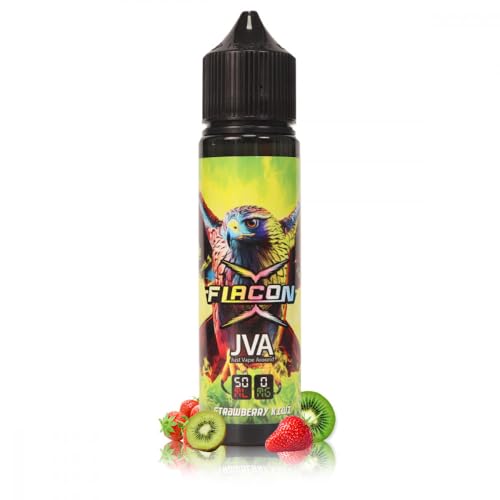 Flacon X JVA 50ml e-liquide avec saveurs de fraise et kiwi, conçu pour cigarettes électroniques.