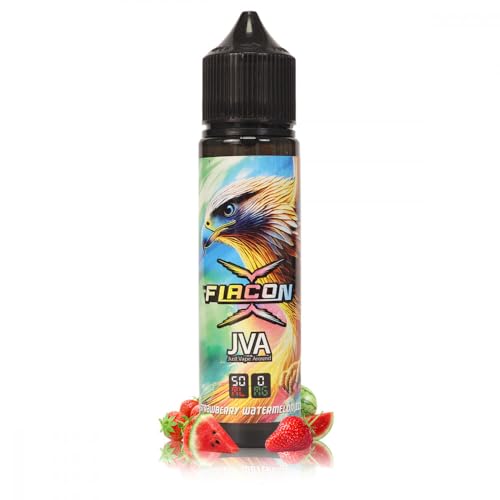 Flacon X JVA 50ml e-liquide avec saveurs de fraise et pastèque, présentation du produit.