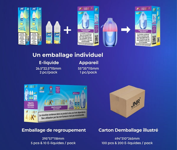 Lila Kiss+ 46K JNR – Puff Rechargeable 46000 Bouffées 20mg - JNR | PauseClopes