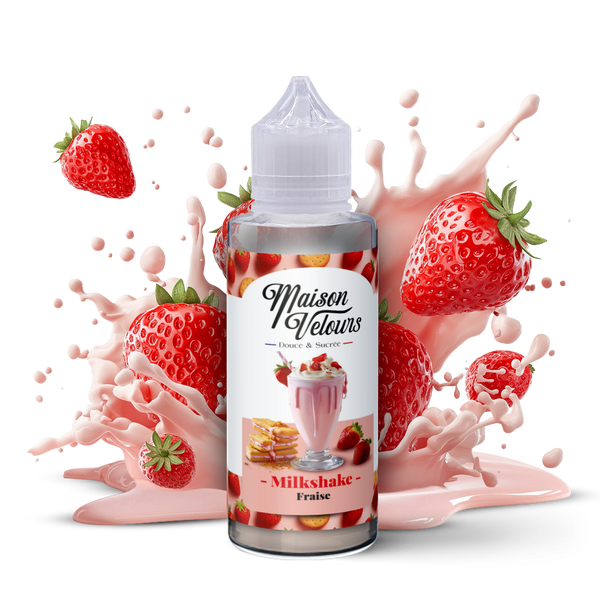 Milkshake Fraise 100ml Maison Velours - e-liquide gourmand fraise lait vanille