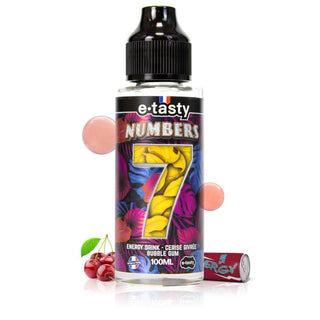 NUMBERS E-Liquides par marques Numbers 7: Boisson énergisante, Cerise givrée et Bubble-gum Numbers par E.tasty 100ml