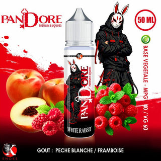 White Rabbit 50ml Pandore - Knoks - Pêche Blanche Framboise Extra Frais 0mg - KNOKS | PauseClopes